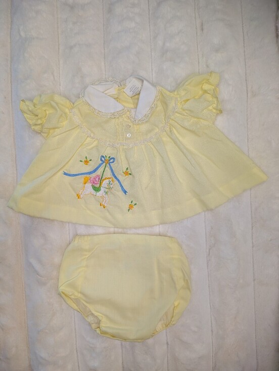 Other - Vtg 1980s 2 Piece Merry Go Round Embroidered Infant Set